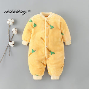 Newborn Baby Winter Clothes cute Infant Girls Outwear clothes Jumpsuit for boys soft fleece warm New born Rompers 0-12 Month