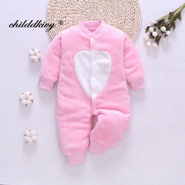 Newborn Baby Winter Clothes cute Infant Girls Outwear clothes Jumpsuit for boys soft fleece warm New born Rompers 0-12 Month