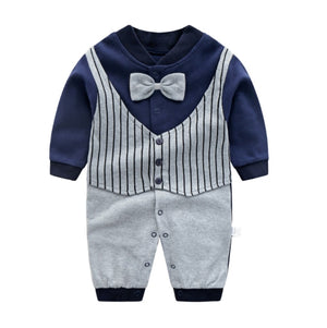 Newborn Baby Boy Girl Romper 2020 Fall Long Sleeves Bowtie Style Bebe Clothes Little Gentle Man Penguin Infant Babe Jumpsuits
