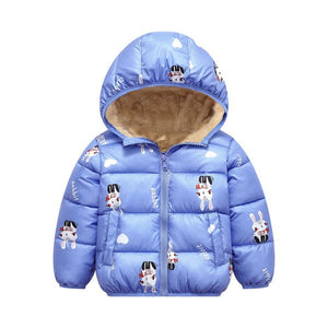 Kids Cotton Clothing Thickened Down Girls Jacket Baby Winter Warm Clothes Kids Autumn Zipper Clothing With Hooded Boys Outwear