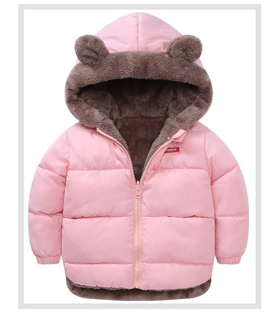 Kids Cotton Clothing Thickened Down Girls Jacket Baby Winter Warm Clothes Kids Autumn Zipper Clothing With Hooded Boys Outwear