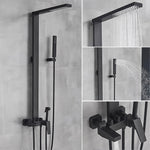 rozin Black Bathroom Faucet Shower kit Rainfall Shower faucet Column wall mount back Spa with bidet bath Mixer Shower system