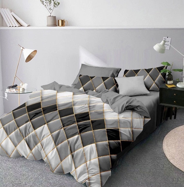 Jane Spinning Geometric Print Bedding Set Queen Comforter Bedding Set King Size Double Bedding Cover Bed Linen Stain RR55#