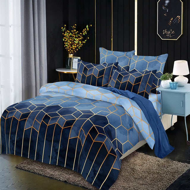 Jane Spinning Geometric Print Bedding Set Queen Comforter Bedding Set King Size Double Bedding Cover Bed Linen Stain RR55#