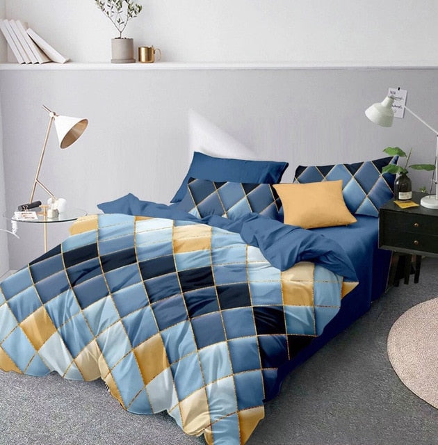 Jane Spinning Geometric Print Bedding Set Queen Comforter Bedding Set King Size Double Bedding Cover Bed Linen Stain RR55#