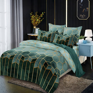 Jane Spinning Geometric Print Bedding Set Queen Comforter Bedding Set King Size Double Bedding Cover Bed Linen Stain RR55#