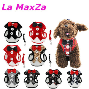 2020 Summer New Dog Leashes Harness Sets Breathable Canvas with Tie Pet Cat Outdoor Walking Dress Clothes For Party Pets Product