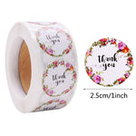 500pcs/roll 1inch Labels Paper Thank You Stickers Seal Sticker for Package Stationery Sticker Thanks Christmas Wedding Decor