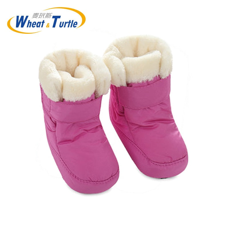 Mother Kids Baby Shoes First walkers Unisex Winter Warm Boots For Infant Baby Faux Fur Inner Snow Boots Toddler Prewalker Bootie