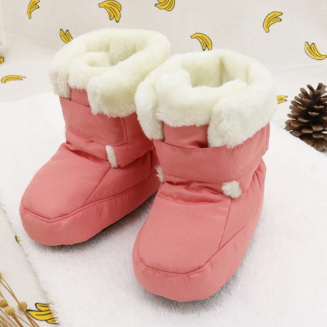 Mother Kids Baby Shoes First walkers Unisex Winter Warm Boots For Infant Baby Faux Fur Inner Snow Boots Toddler Prewalker Bootie