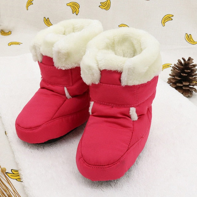 Mother Kids Baby Shoes First walkers Unisex Winter Warm Boots For Infant Baby Faux Fur Inner Snow Boots Toddler Prewalker Bootie