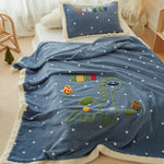 2pcs Coral Fleece Sherpa Blanket For Baby Bed Quilt Cover Duvet Cover for Bed Fleece Blanket Pillow Set Winter Dinosaur Rabbit