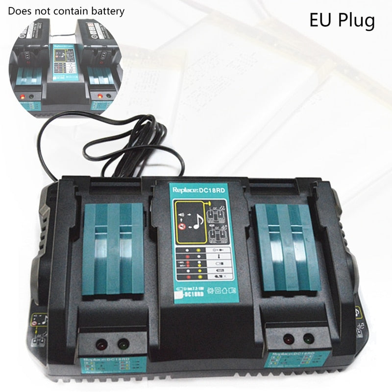 New Double Battery Charger For Makita 14.4V 18V BL1830 Bl1430 DC18RC DC18RA EU Plug