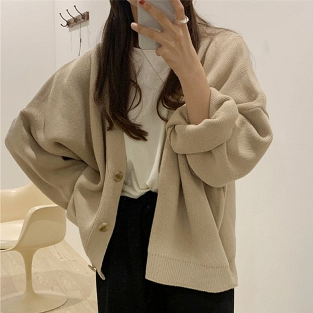 Colorfaith New 2020 Autumn Winter Women's Sweaters V-Neck Buttons Cardigans Oversize Fashionable Korean Lady Knitwears SWC18190