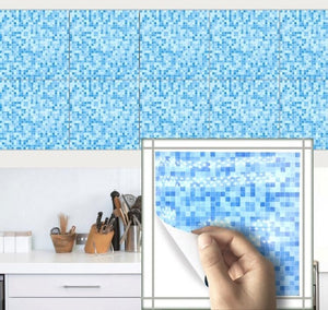 Funlife 10 PCS Flat Mosaic Tile Wall Sticker Waterproof Backsplash For Kitchen,Self Adhesive Bathroom Wall Sticker Decor Fake 3D