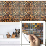 Funlife 10 PCS Flat Mosaic Tile Wall Sticker Waterproof Backsplash For Kitchen,Self Adhesive Bathroom Wall Sticker Decor Fake 3D