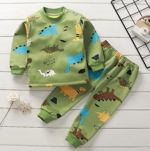 2020 2pcs Baby Boy Girls Underwear Set Plus Velvet Thickening Pajamas Thermal Underwear Winter Boy Cartoon Clothing Suit BB0