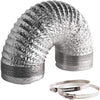 4 Inch/ 100mm 8FT Long Flex Air Aluminum Foil Ducting Dryer Vent Hose for HVAC Ventilation with 2 Clamps Grow Tent Kits