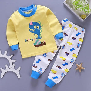 Kids Pajamas Sets Baby Boys Girls Cotton Long Sleeved Tshirt+Pant Cartoon Girl Clothing Autumn Sleepwear Suit Pyjama Trousers