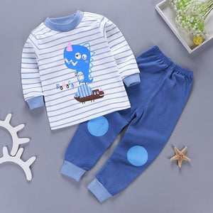 Kids Pajamas Sets Baby Boys Girls Cotton Long Sleeved Tshirt+Pant Cartoon Girl Clothing Autumn Sleepwear Suit Pyjama Trousers