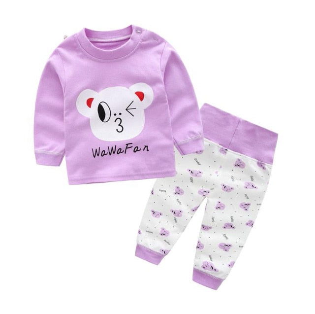 Kids Pajamas Sets Baby Boys Girls Cotton Long Sleeved Tshirt+Pant Cartoon Girl Clothing Autumn Sleepwear Suit Pyjama Trousers