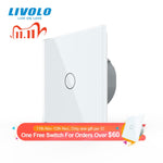 Livolo luxury Wall Touch Sensor Switch,EU Standard Light Switch,Crystal Glass switch power,1Gang 1Way Switch,220-250,C701-1/2/5