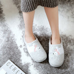 Winter Warm Home Women Fur Slippers Cute Fox Unicorn Bear Animals Indoor Cartoon Ladies Slippers Soft Memory Foam Couples Shoes