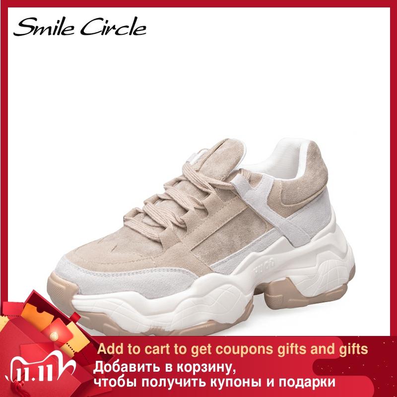 Smile Circle Women Sneakers Breathable Shoes 2019 spring new Flat Platform shoes girl Thick bottom Outdoor Ladies shoes