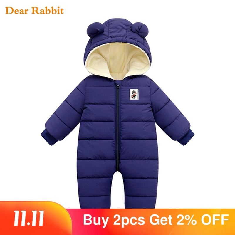 overalls baby clothes Winter Plus velvet New born Infant Boys Girls Warm Thick Jumpsuit Hooded Outfits Snowsuit coat kids Romper