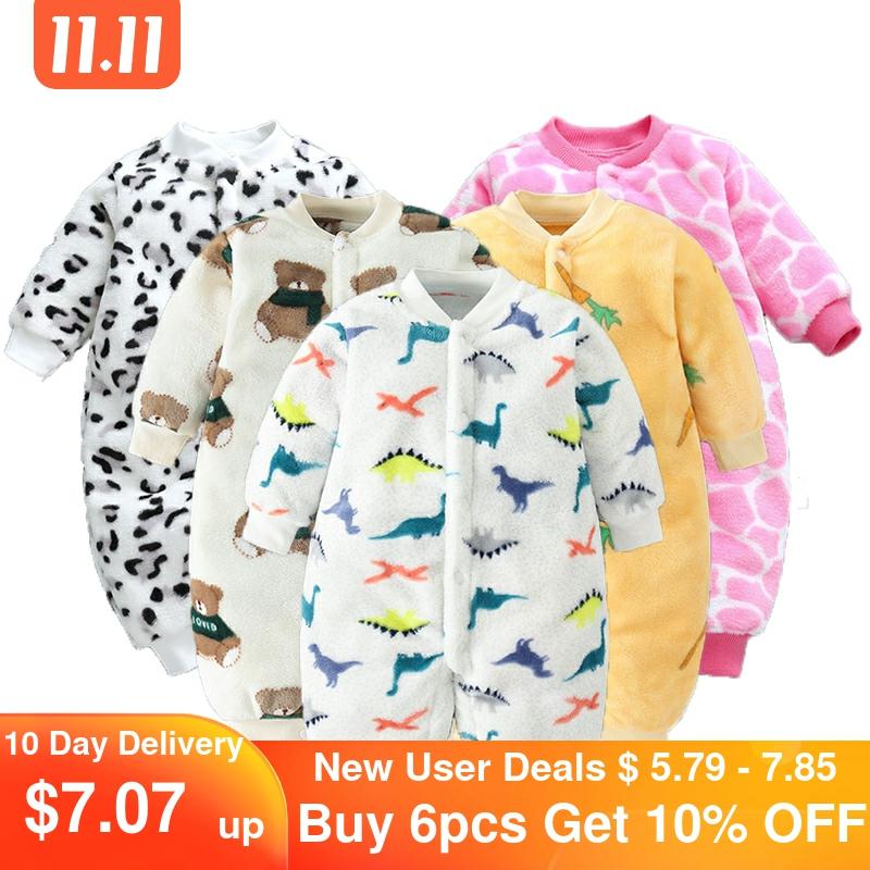 Newborn Baby Winter Clothes cute Infant Girls Outwear clothes Jumpsuit for boys soft fleece warm New born Rompers 0-12 Month