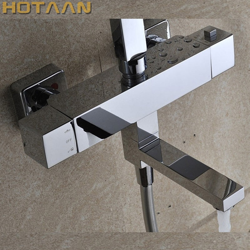 Free Shipping Wall Mounted Two Handle Thermostatic Shower faucet Thermostatic mixer , Shower Taps Chrome Finish,YT-5310