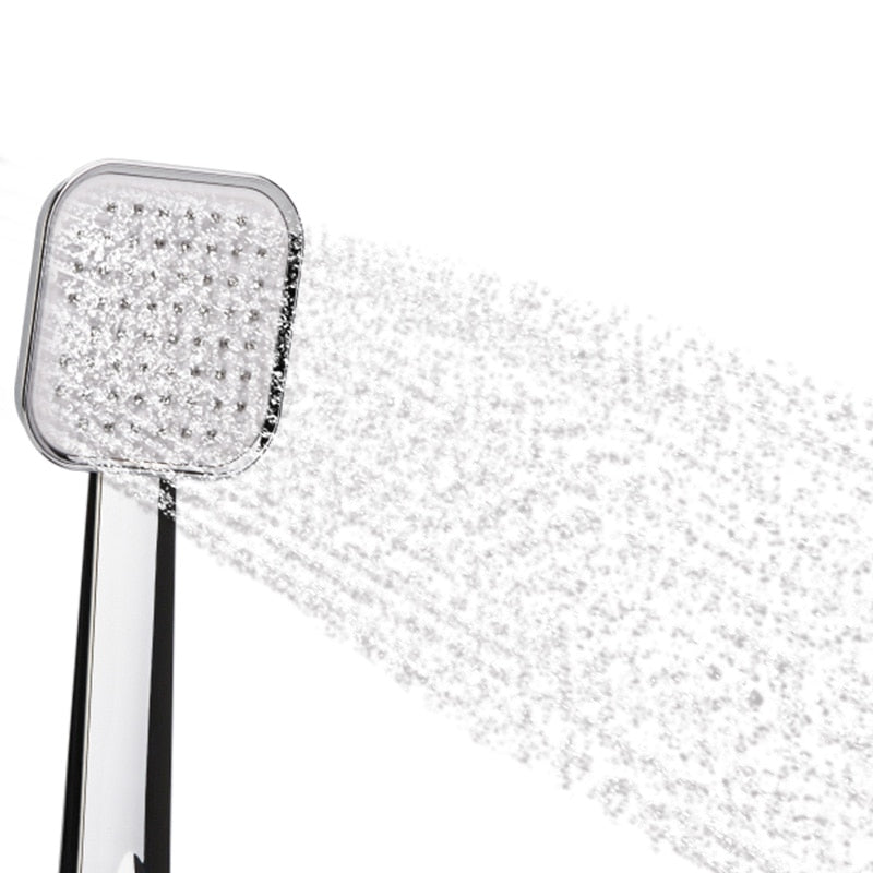 Zhangji Square Bathroom Filter Shower Head Silver ABS Chrome Handheld Shower 10cm Water Saving Showerhead