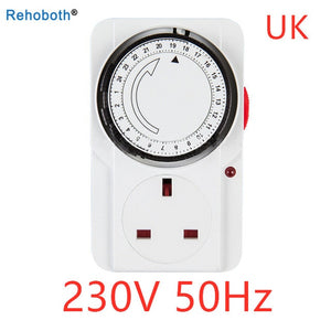 24 Hour Cycle EU AU US Timer Plug Socket Outlet Electrical Mechanical Smart Timer Switch 22A 15 Minutes Min Setting