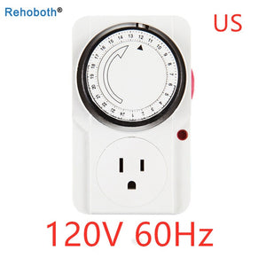 24 Hour Cycle EU AU US Timer Plug Socket Outlet Electrical Mechanical Smart Timer Switch 22A 15 Minutes Min Setting