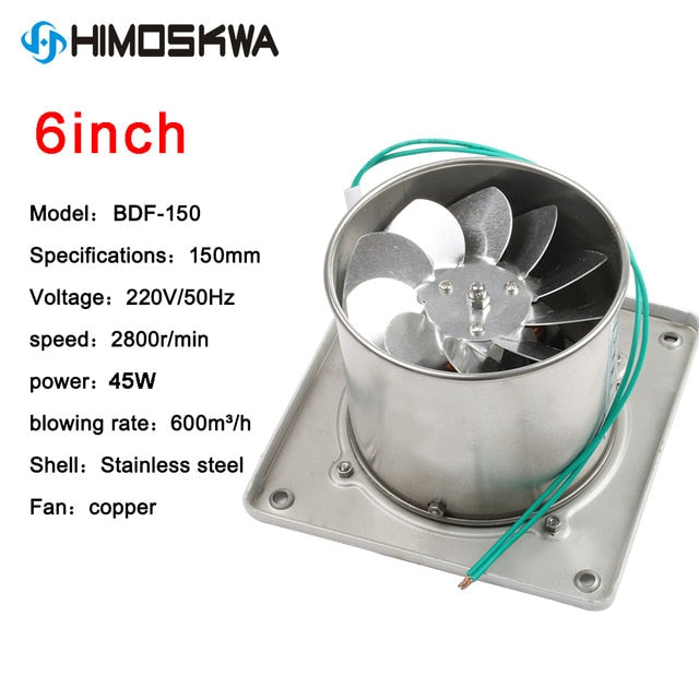 4 Inch 6 Inch Stainless Steel Exhaust Fan Toilet Kitchen Bathroom Hanging Wall Window Duct Fan Air Ventilator Extractor Blower