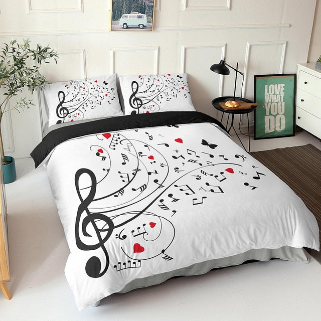 3D Digital Duvet Cover Music Note Printed Bedding Set Beating Comforter Cover Kids Adult Bedding Set for Winter US/EU/AU Size