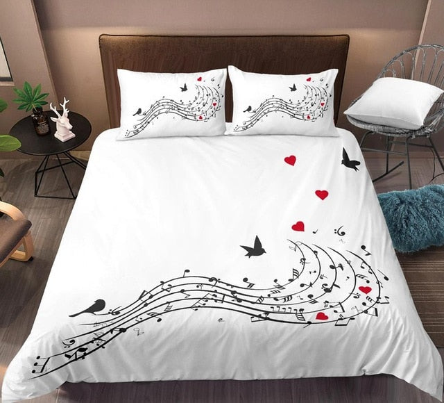 3D Digital Duvet Cover Music Note Printed Bedding Set Beating Comforter Cover Kids Adult Bedding Set for Winter US/EU/AU Size