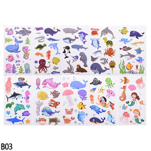 10 Sheets /Set Children Cute Cartoon Animal Temporary Tattoo Stickers Baby Shower Kids Body Makeup Sticker Tattoos