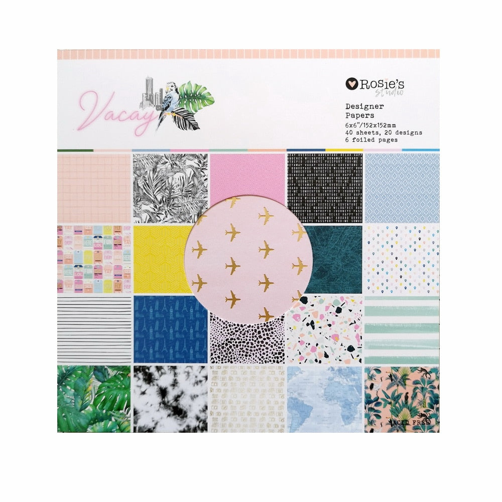 CRZCrafter 6 inch Scrapbooking Paper Pad 40 sheets Craft Paper 152x152mm Background pattern pack Acid free