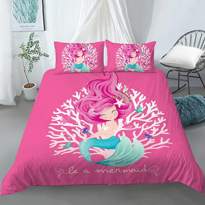 Bedding Set Crib Duvet Cover for Baby Kids Children & Pillowcase Cartoon Mermaid Edredones Niños Girls Princess Quilt Cover