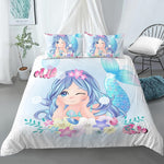 Bedding Set Crib Duvet Cover for Baby Kids Children & Pillowcase Cartoon Mermaid Edredones Niños Girls Princess Quilt Cover