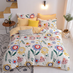 Soft Bedding Set with Heart Romantic Flower Fruit Twin Queen Flat Sheet Duvet Quilt Cover Pillowcase Cotton Ployester Adult Kids