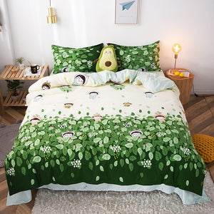 Soft Bedding Set with Heart Romantic Flower Fruit Twin Queen Flat Sheet Duvet Quilt Cover Pillowcase Cotton Ployester Adult Kids