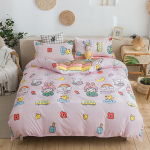 Soft Bedding Set with Heart Romantic Flower Fruit Twin Queen Flat Sheet Duvet Quilt Cover Pillowcase Cotton Ployester Adult Kids