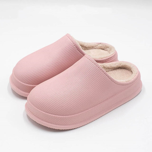2020 Waterproof Winter Soft Slippers Winter Warm Clogs Women Suede Plush House Slippers EVA Lovers Cotton Memory Garden Shoes