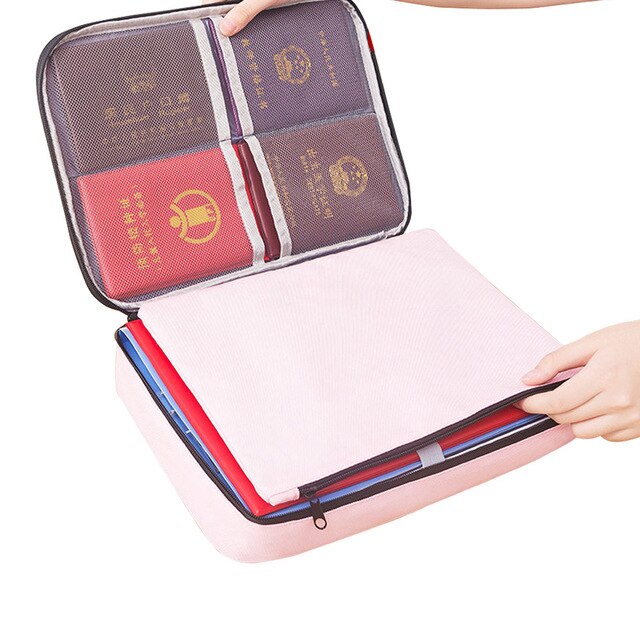 Waterproof Passport Document Bag Travel Organizer Papers Storage Pouch Credential Bag Diploma Storage File Pocket with Separator