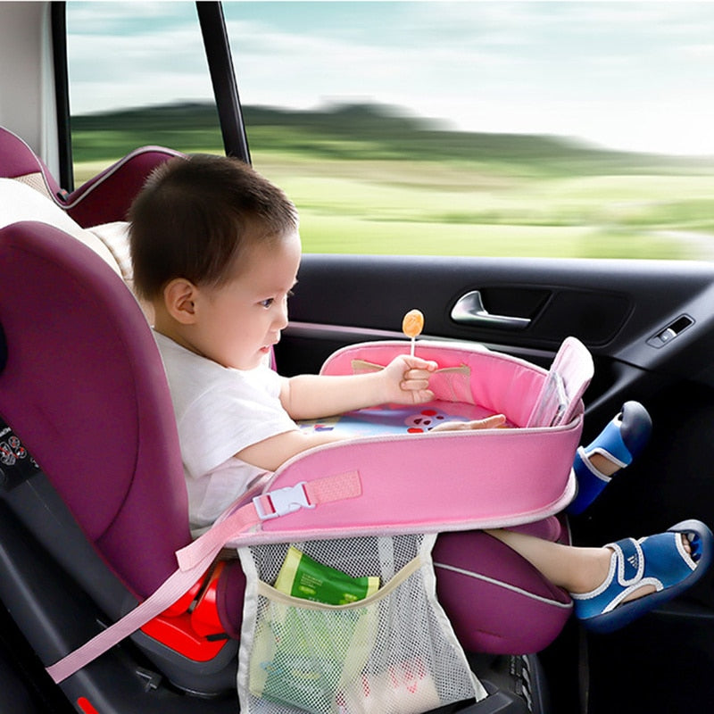 קריקטורה תינוק מושב לרכב מגש עגלה מזון מחזיק מים ילד שולחן שולחן ילדים נייד צלחת רב שימושית נשלף