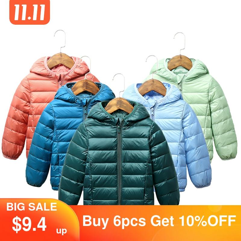 2020 Children winter jacket Ultra light down Baby Girls Jackets Kids Hooded Outerwear Coat boys snowsuit Children Clothing 2-8 y