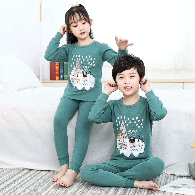 Kids Pajamas Sets Boys Girls 100% Cotton Night Suit Children Cartoon Sleepwear Pyjamas kids Cotton Nightwear 2-13Y Teens Clothes