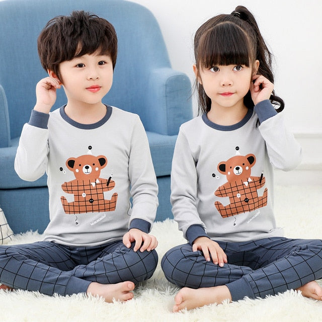 Kids Pajamas Sets Boys Girls 100% Cotton Night Suit Children Cartoon Sleepwear Pyjamas kids Cotton Nightwear 2-13Y Teens Clothes